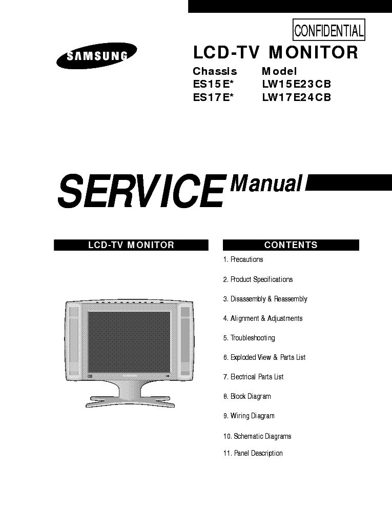 SAMSUNG LW15E23CB LW17E24CB CHASSIS ES15E ES17E service manual (1st page)