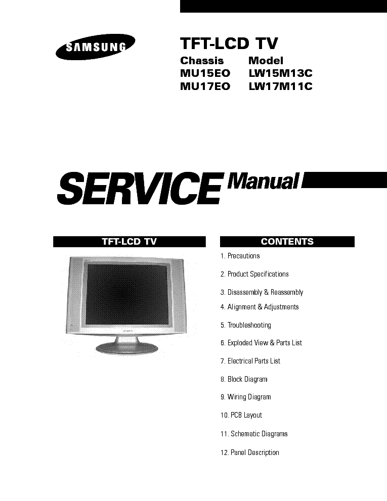 SAMSUNG LW15M13C service manual (1st page)