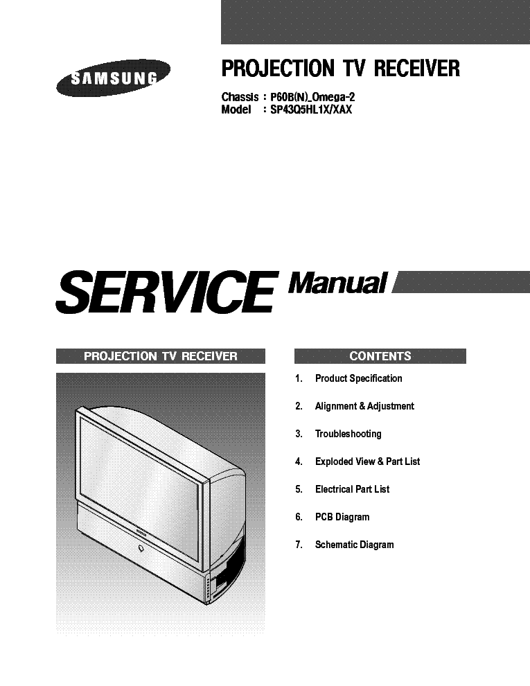 SAMSUNG P60B OMEGA2 CHASSIS SP43Q5HL1AX SM service manual (1st page)