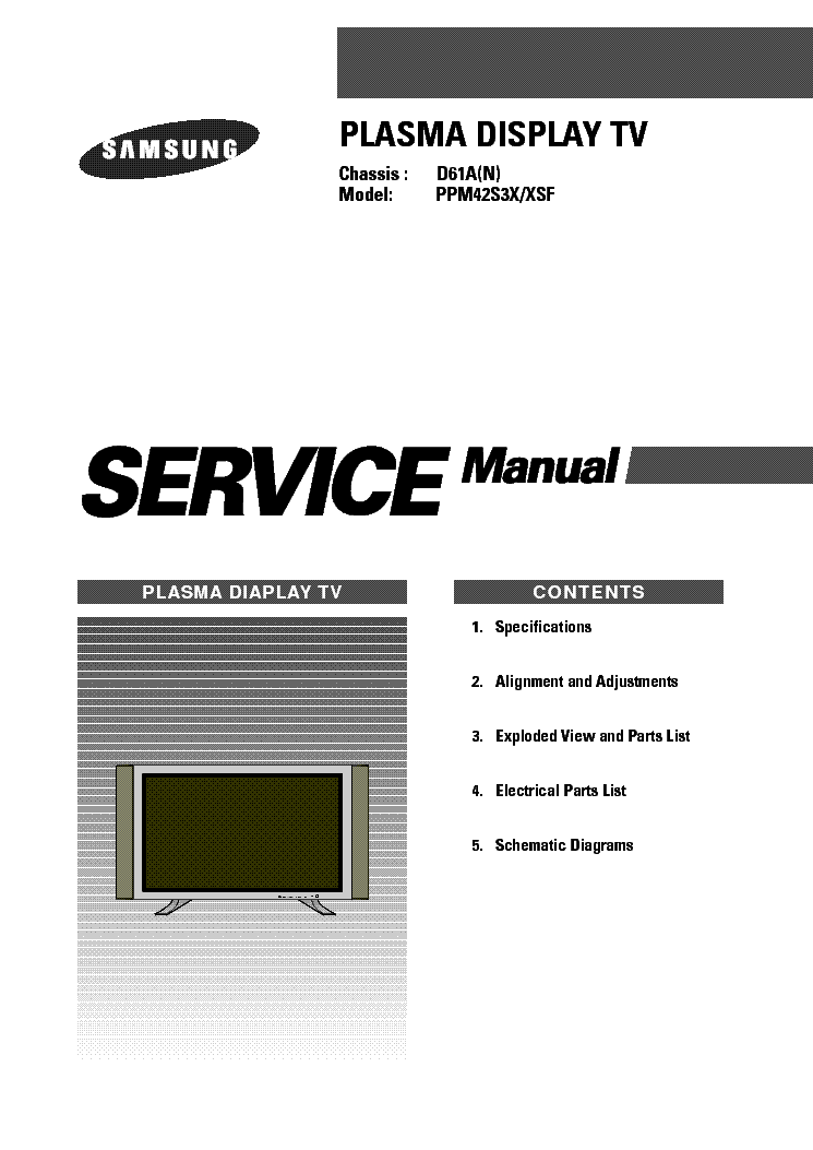 SAMSUNG PPM42S3XXSF CHASSIS D61A Service Manual download, schematics ...