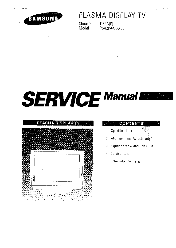SAMSUNG PS42P4AX-XEC CHASSIS D68A PDP TV service manual (1st page)