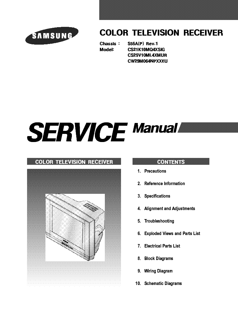 SAMSUNG S56A CHASSIS CS21K10MQ4XSIG TV SM service manual (1st page)