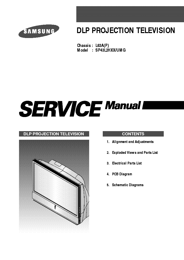 SAMSUNG S63A CHASSIS SP43L2HXX DLP PROJECTION service manual