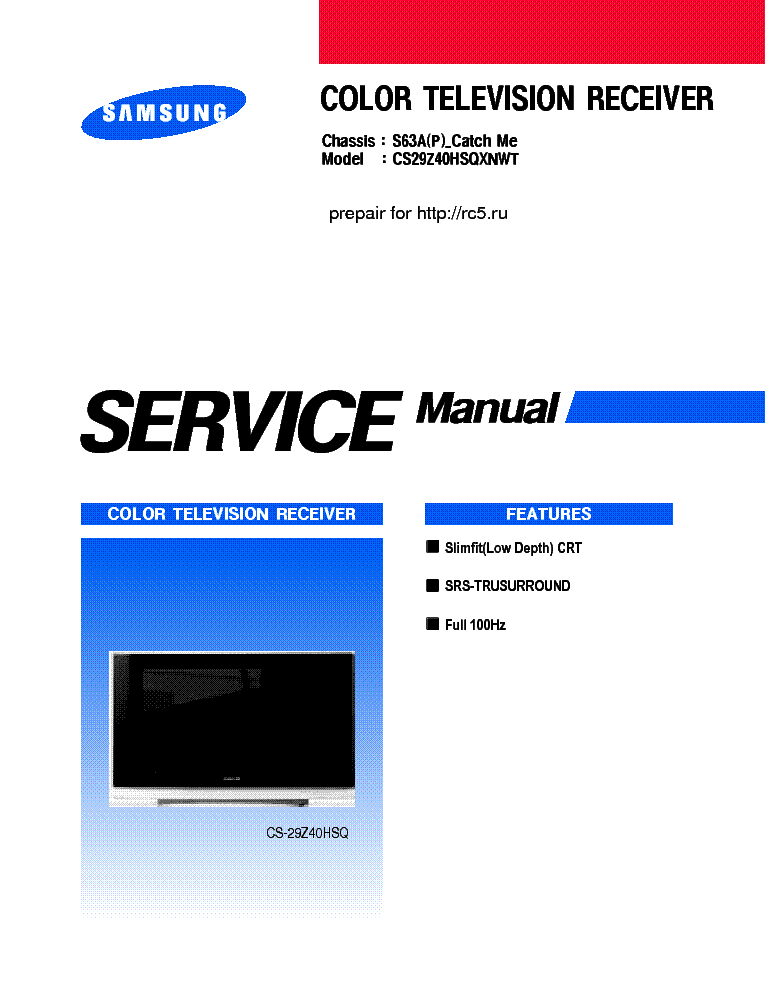 SAMSUNG S63A CS29Z40HSQXNWT service manual