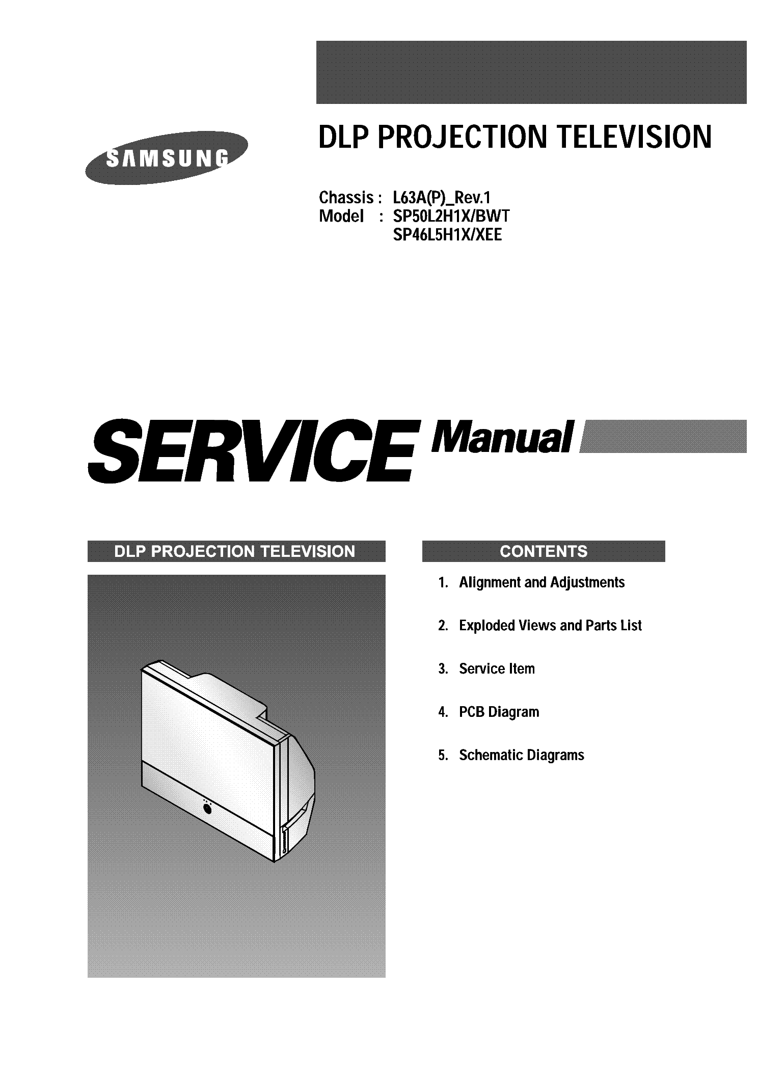 SAMSUNG SP50L2H1X SP46L5H1X CHASSIS L63A service manual (1st page)