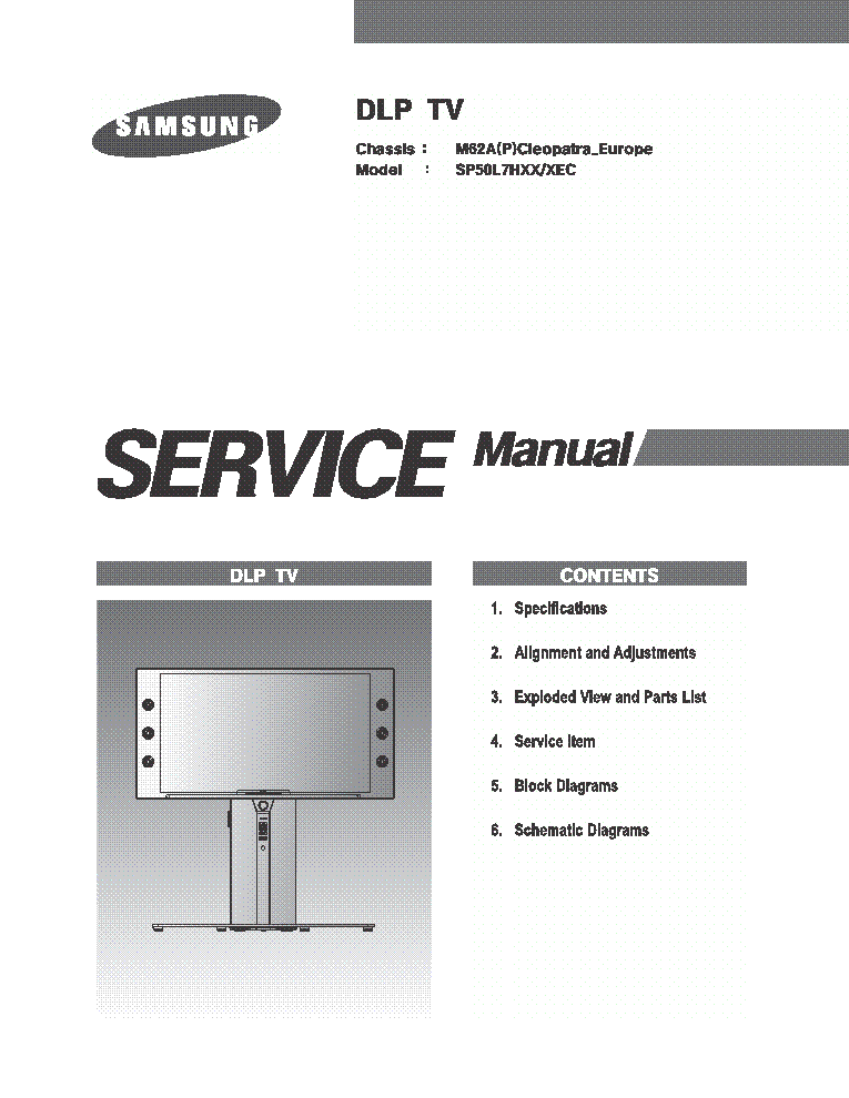 SAMSUNG SP50LHXX service manual (1st page)