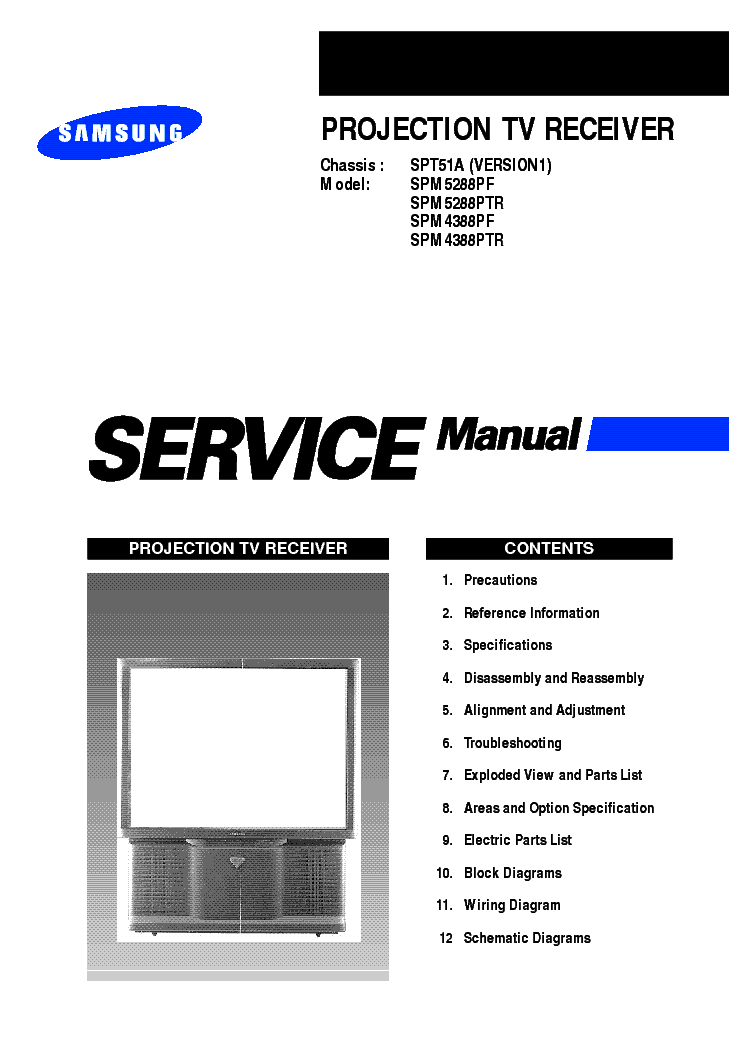 SAMSUNG SPT51A CHASSIS SPM4388PF SPM5288PF service manual (1st page)