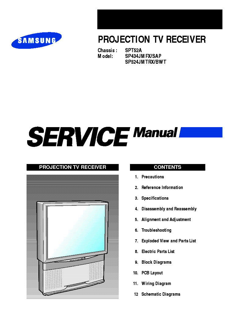 SAMSUNG SPT52A CHASSIS SP434JTV SM service manual (1st page)