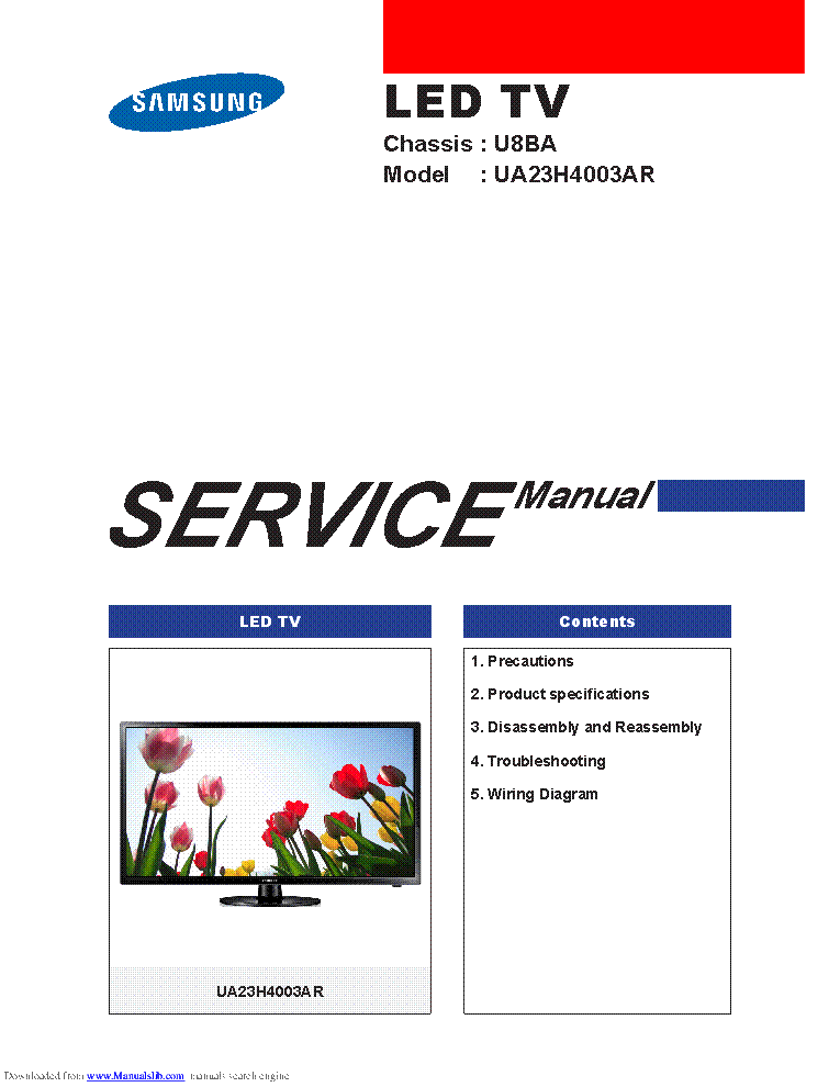 SAMSUNG UA23H4003AR CHASSIS U8BA SM service manual