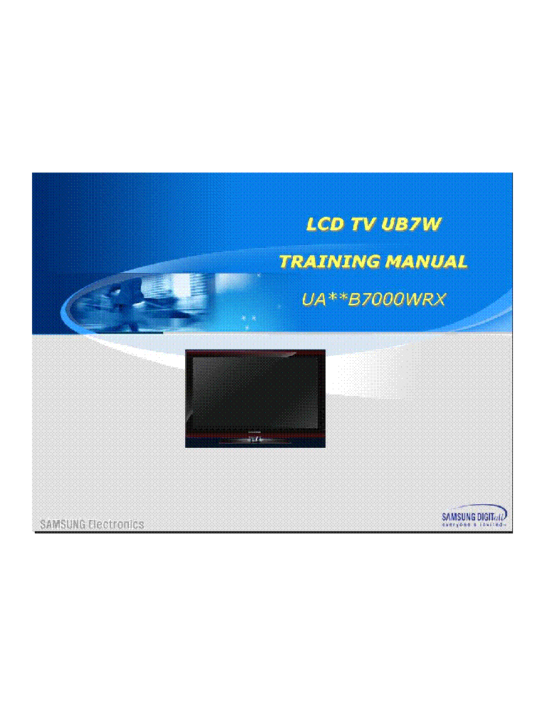 SAMSUNG UA40B7000 UA46B7000 UA55B7000 CH UB7W TRAINING service manual