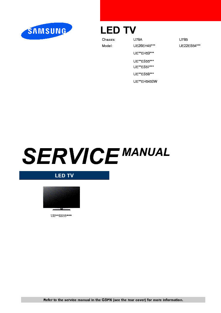 SAMSUNG UE26EH45 UE37ES5700SXZG CH U78A U78B service manual (1st page)