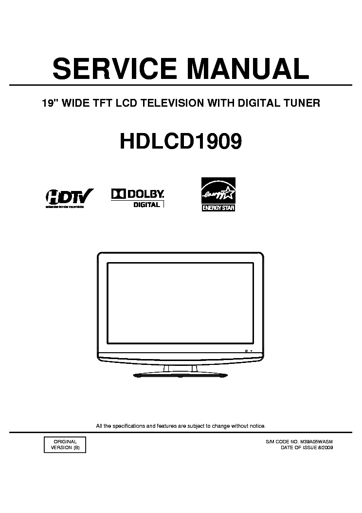 SANSUI HDLCD1909 LCD TV Service Manual download, schematics, eeprom ...