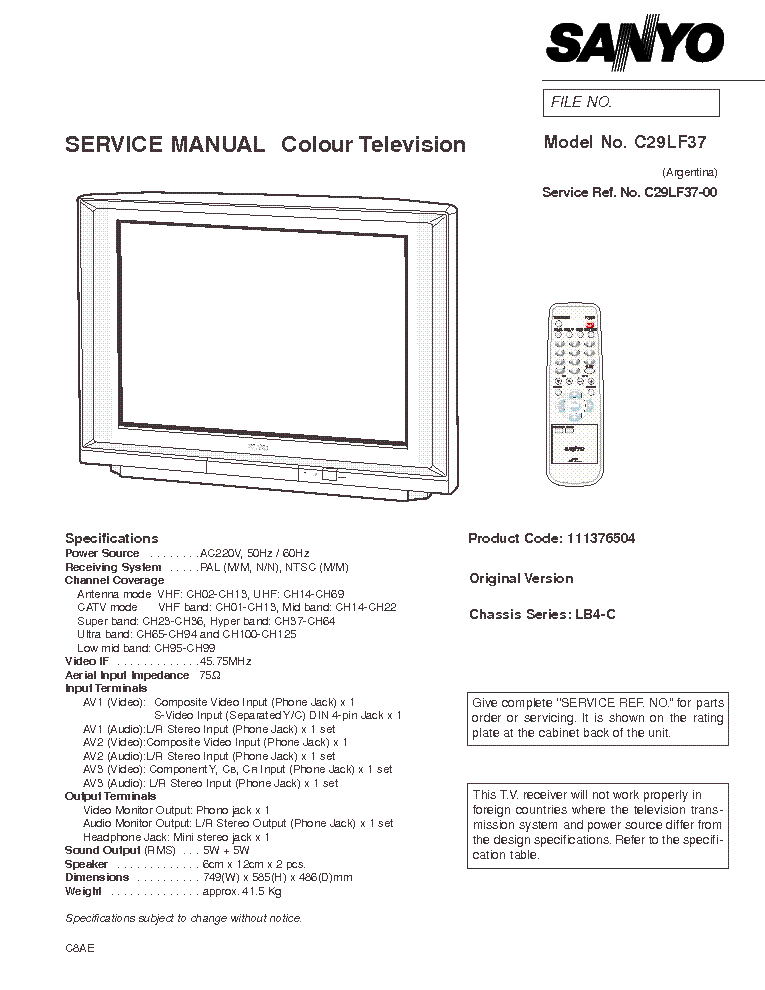 Sanyo c14 14r шасси 11ak36a15 схема