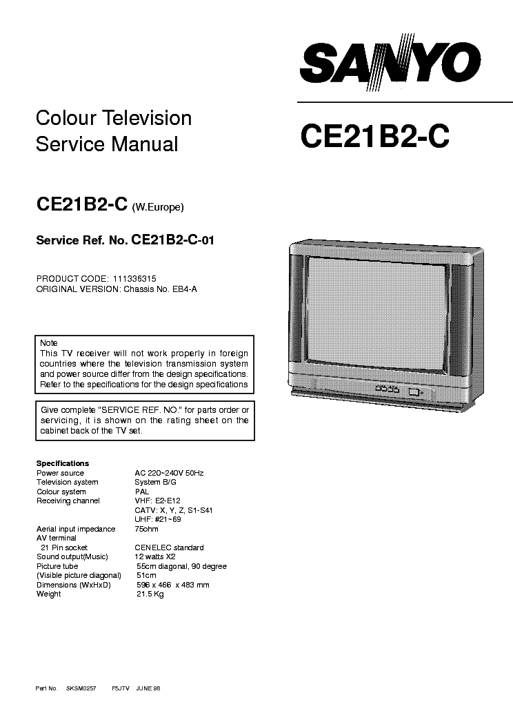 SANYO CE21B2-C CH EB4A service manual (1st page)