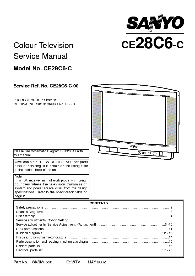 SANYO CE28C6-C CH EB6D service manual (1st page)