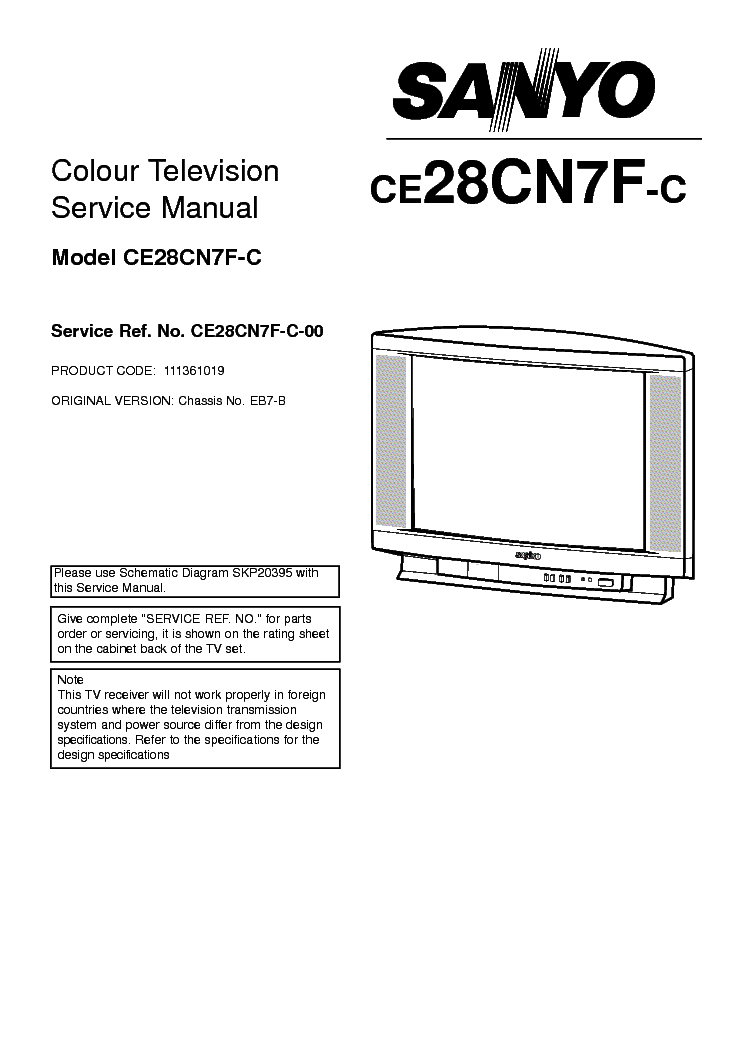 SANYO CE28CN7F CHASSIS EB7-B service manual (1st page)