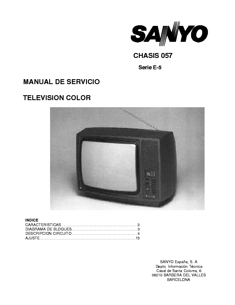 SANYO CHASSIS 057 SERIES E5 service manual