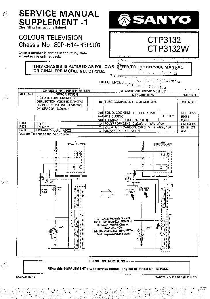 SANYO CTP3132 CH 80P service manual