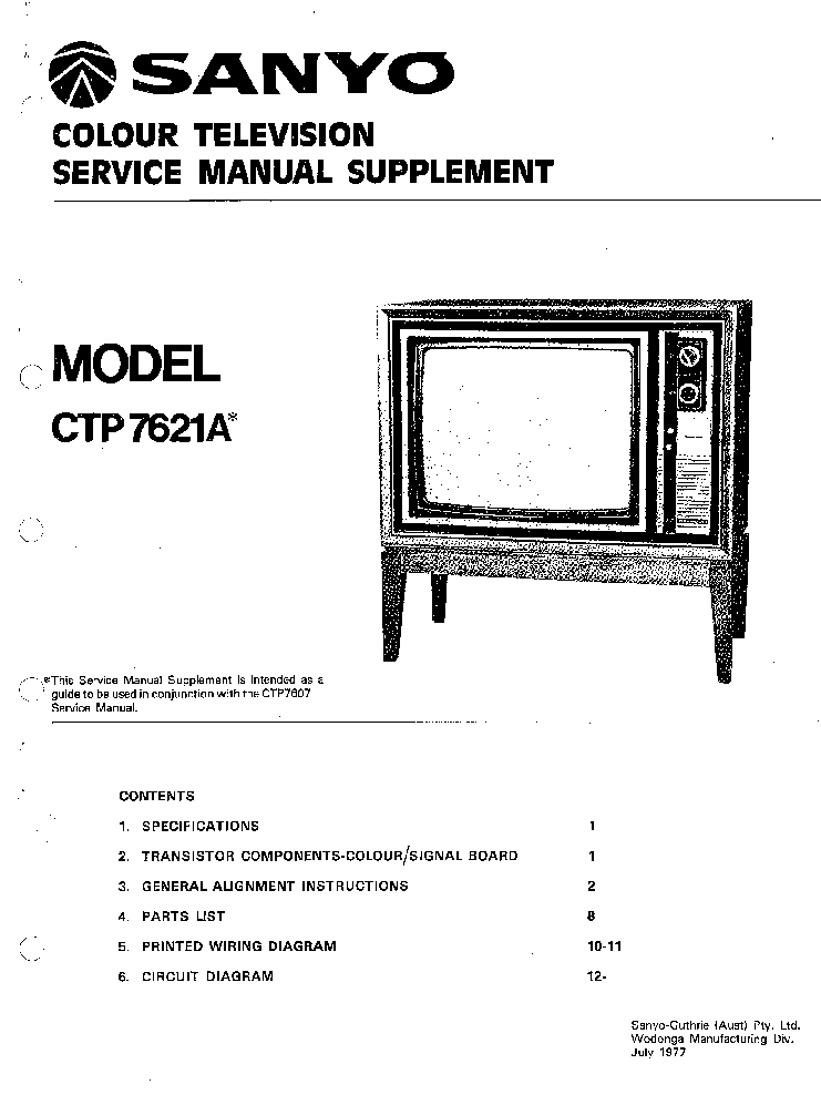 SANYO CTP7261A TV SM service manual (1st page)