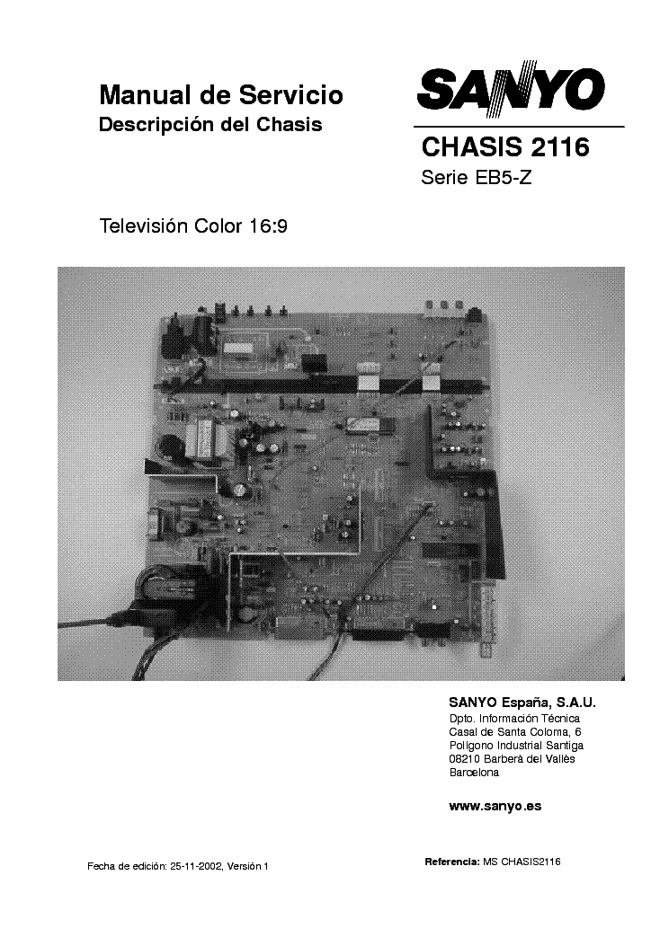 SANYO EB5Z 2116 CHASSIS service manual (1st page)