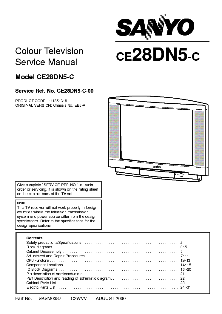 SANYO EB6-A-CE28DN5-C-SM service manual (1st page)