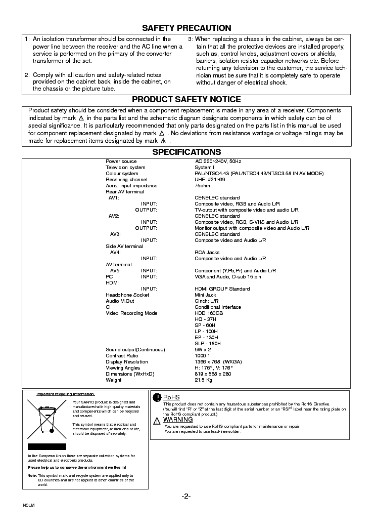 SANYO SM-CE32LDY1-C-00-32 SM service manual (2nd page)