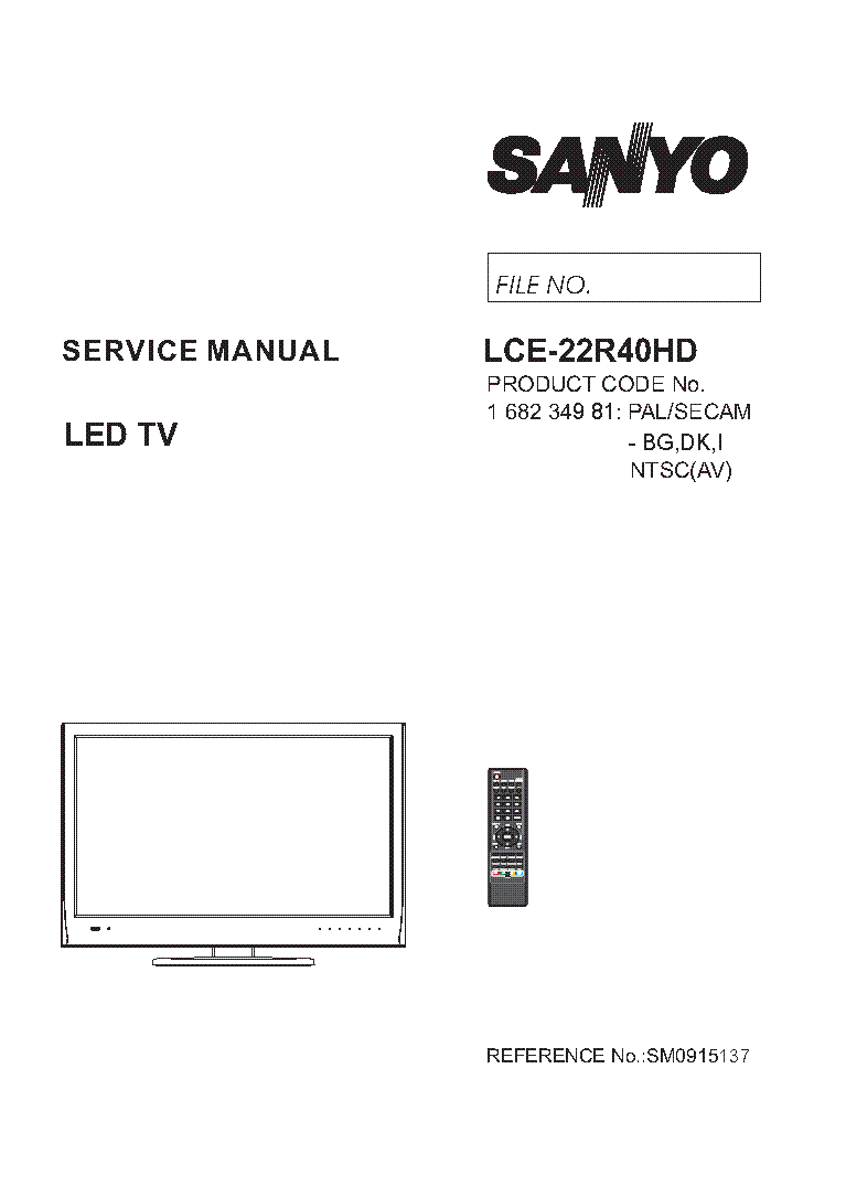 SANYO SM0915137-00 LCE-22R40HD service manual (1st page)