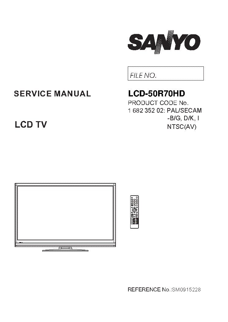 SANYO SM0915228-00 LCD-50R70HD service manual (1st page)