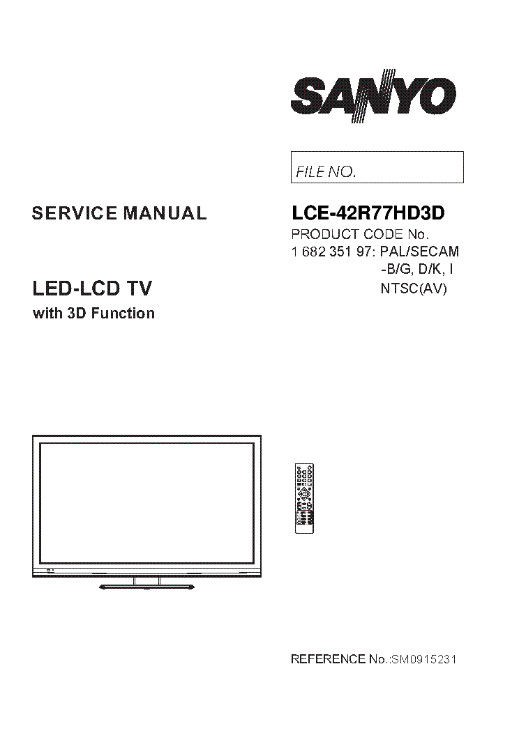 SANYO SM0915231-00 LCE-42R77HD3D service manual (1st page)