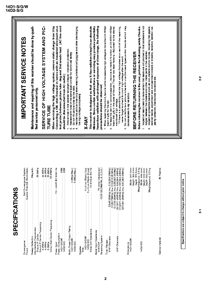 SHARP 14D1S D2S CH GA-1AM SM service manual (2nd page)