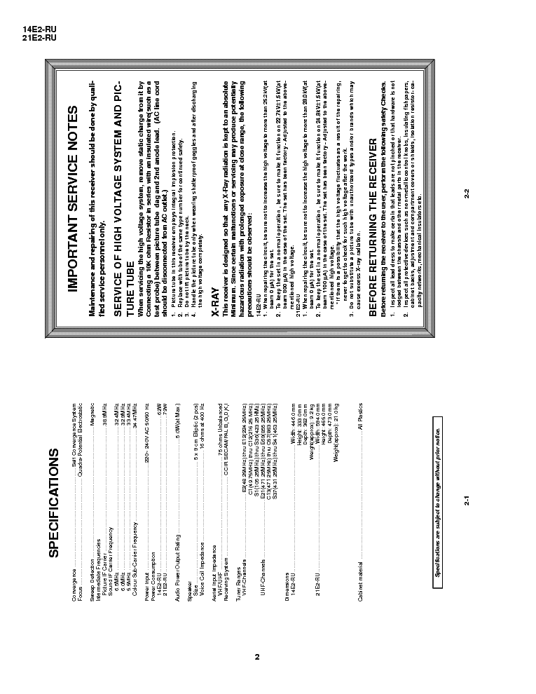 SHARP 14E2-RU,21E2-RU service manual (2nd page)