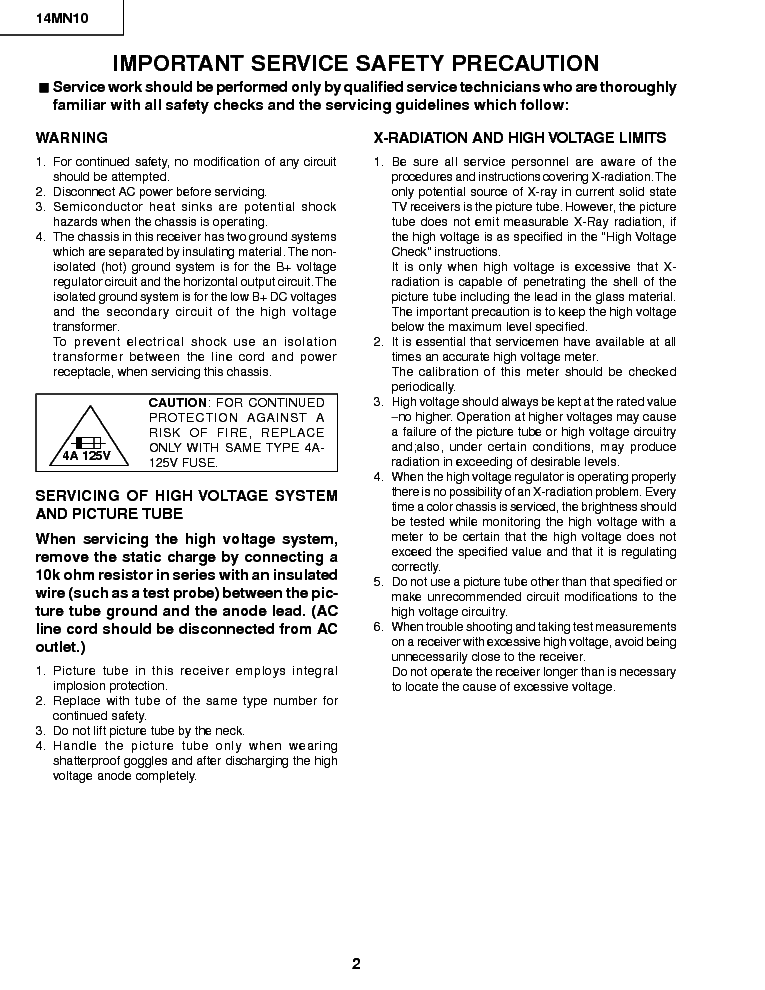 SHARP 14MN10 CH SN-000 service manual (2nd page)