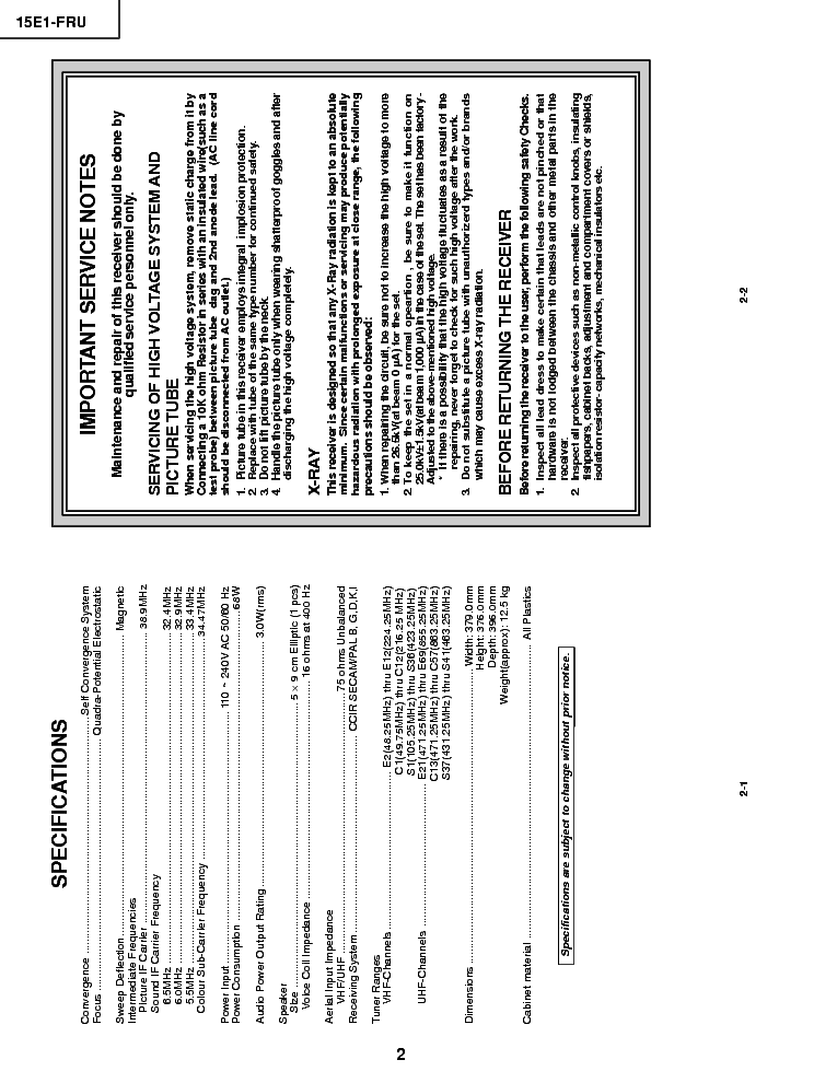 SHARP 15E1-FRU service manual (2nd page)