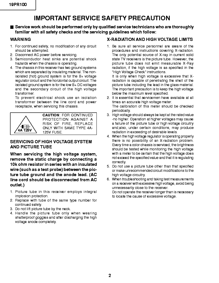 SHARP 19PR100 CH CDA SM service manual (2nd page)