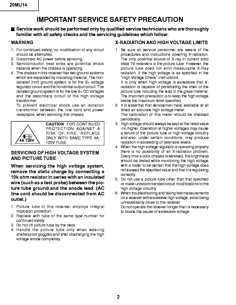 SHARP 20MU14 CHASIS-CDA service manual (2nd page)