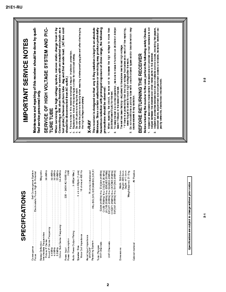 SHARP 21E1-RU service manual (2nd page)