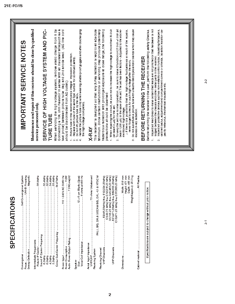SHARP 21EFG1S SM service manual (2nd page)
