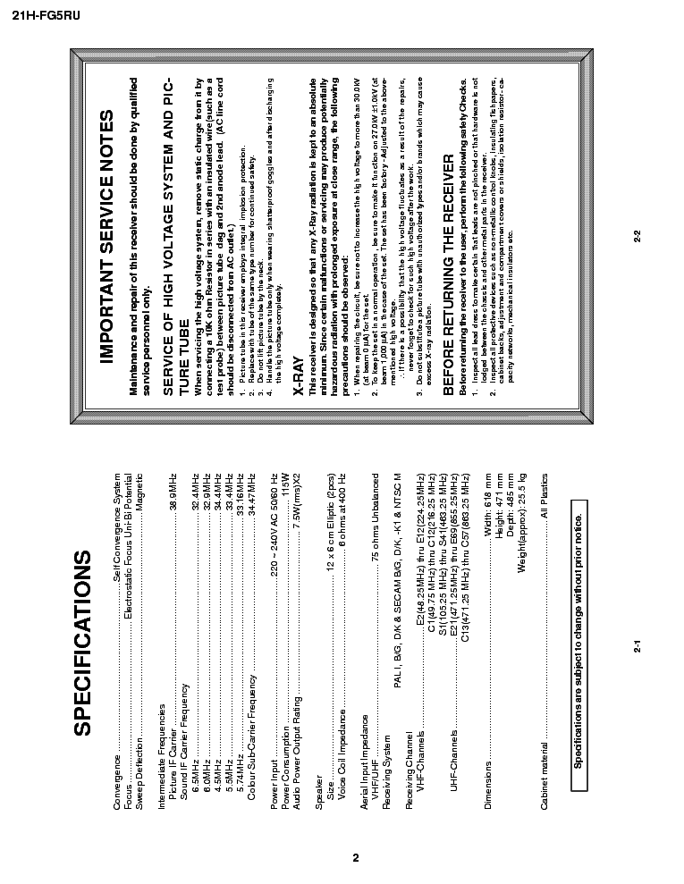 SHARP 21H-FG5RU CHASSIS GA-2 service manual (2nd page)