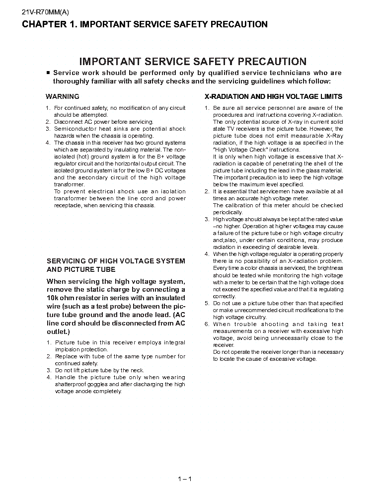 SHARP 21V-R70MM-A CHASSIS GA6 service manual (2nd page)