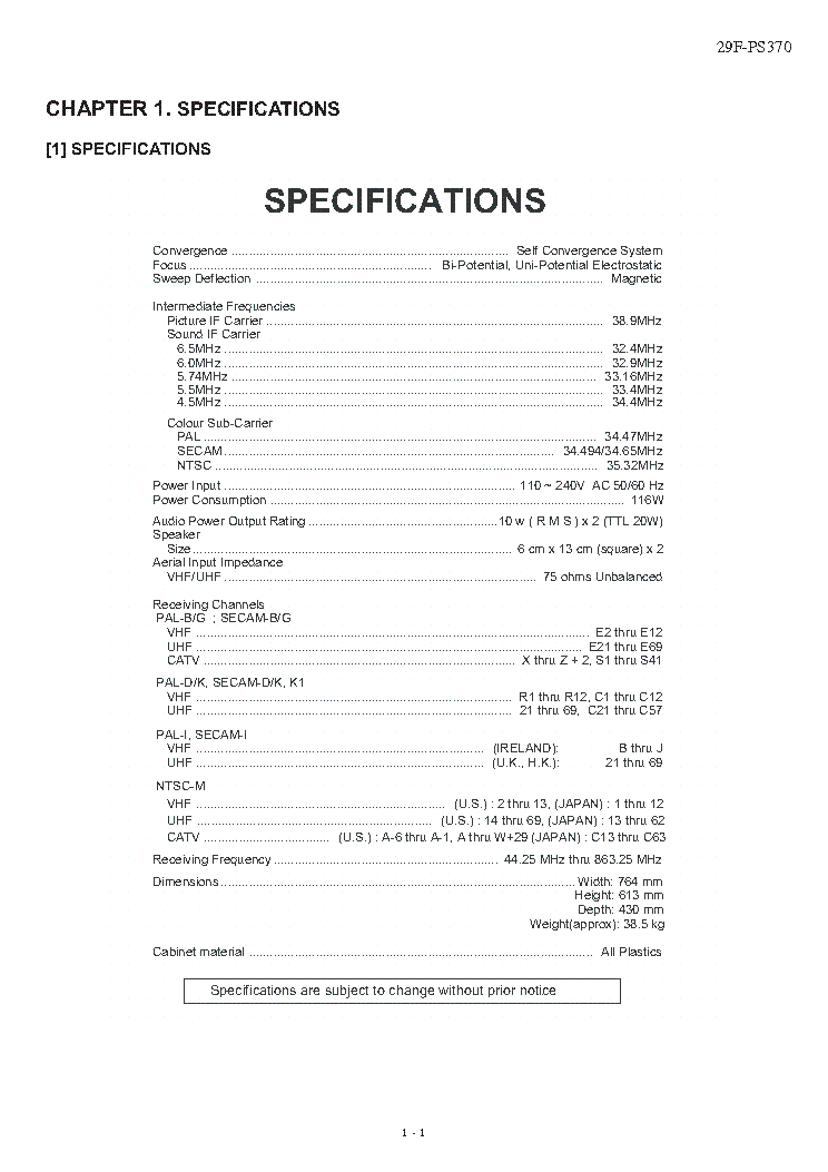 SHARP 29F-PS370 CHASSIS GB-7S SM service manual (2nd page)