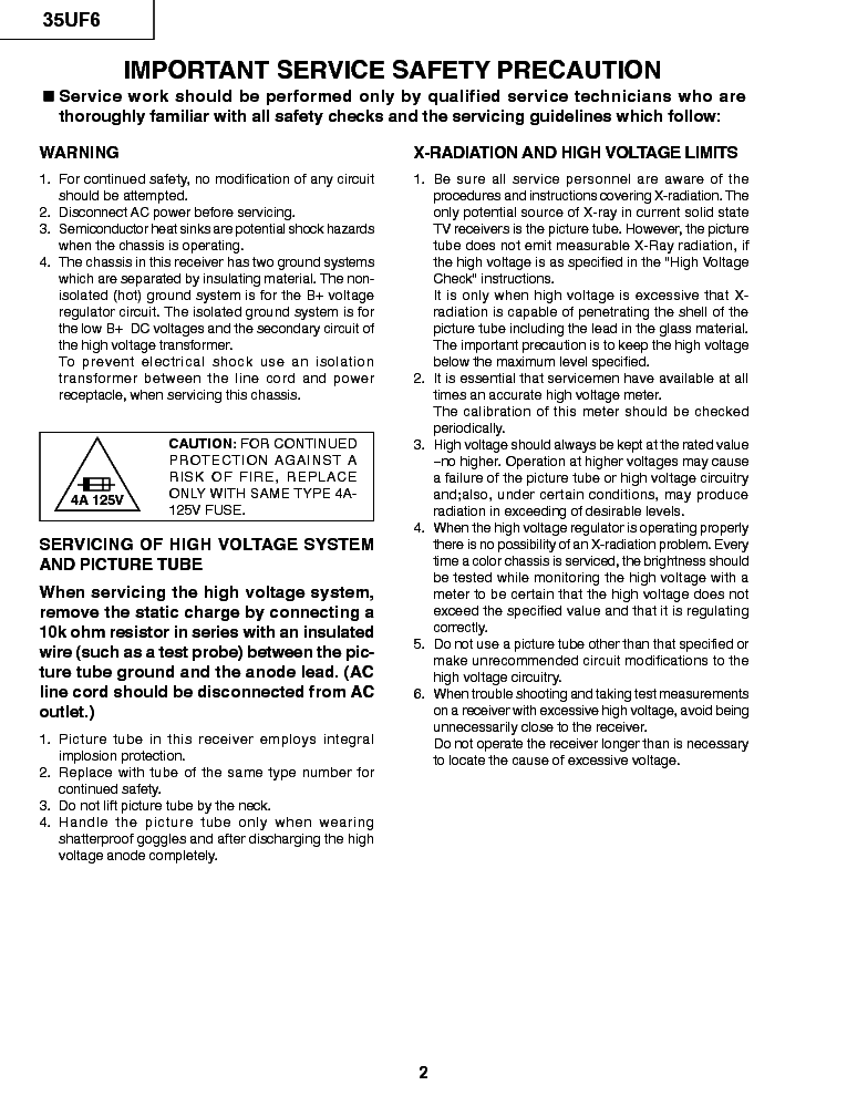 SHARP 35UF6 CHASSIS GB-3U service manual (2nd page)