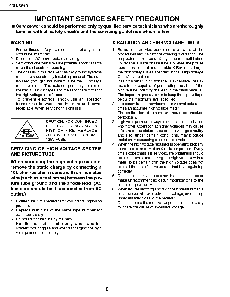 SHARP 36U-S610 CHASSIS GB-1 service manual (2nd page)