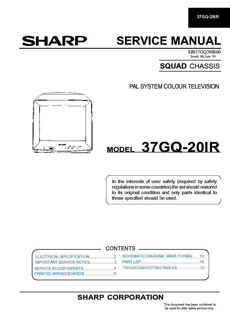 SHARP 37GQ-20IR CH SQUAD SM service manual (1st page)
