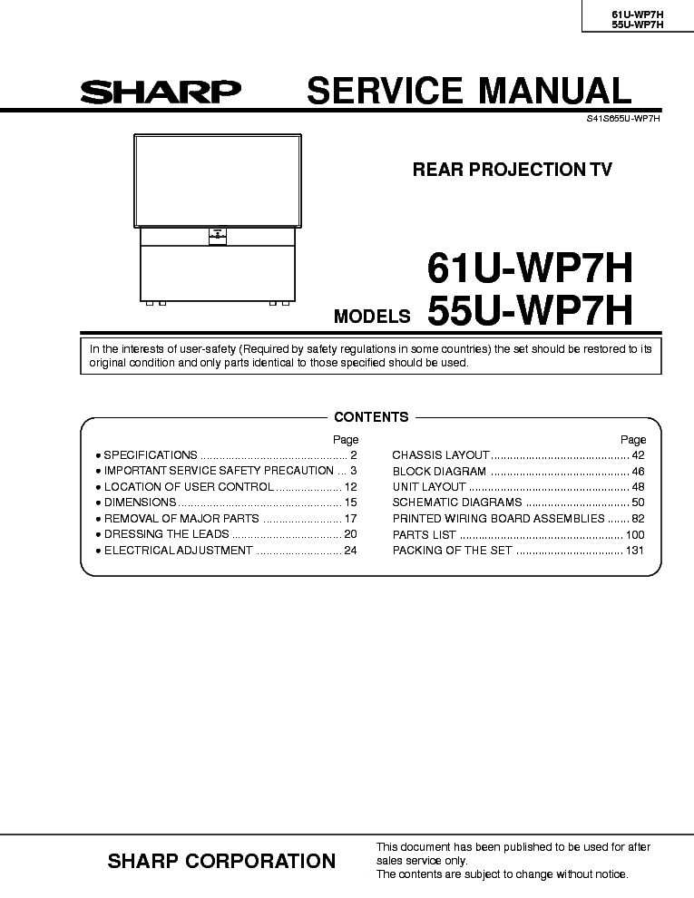 SHARP 55U-WP7H 61U-WP7H service manual (1st page)