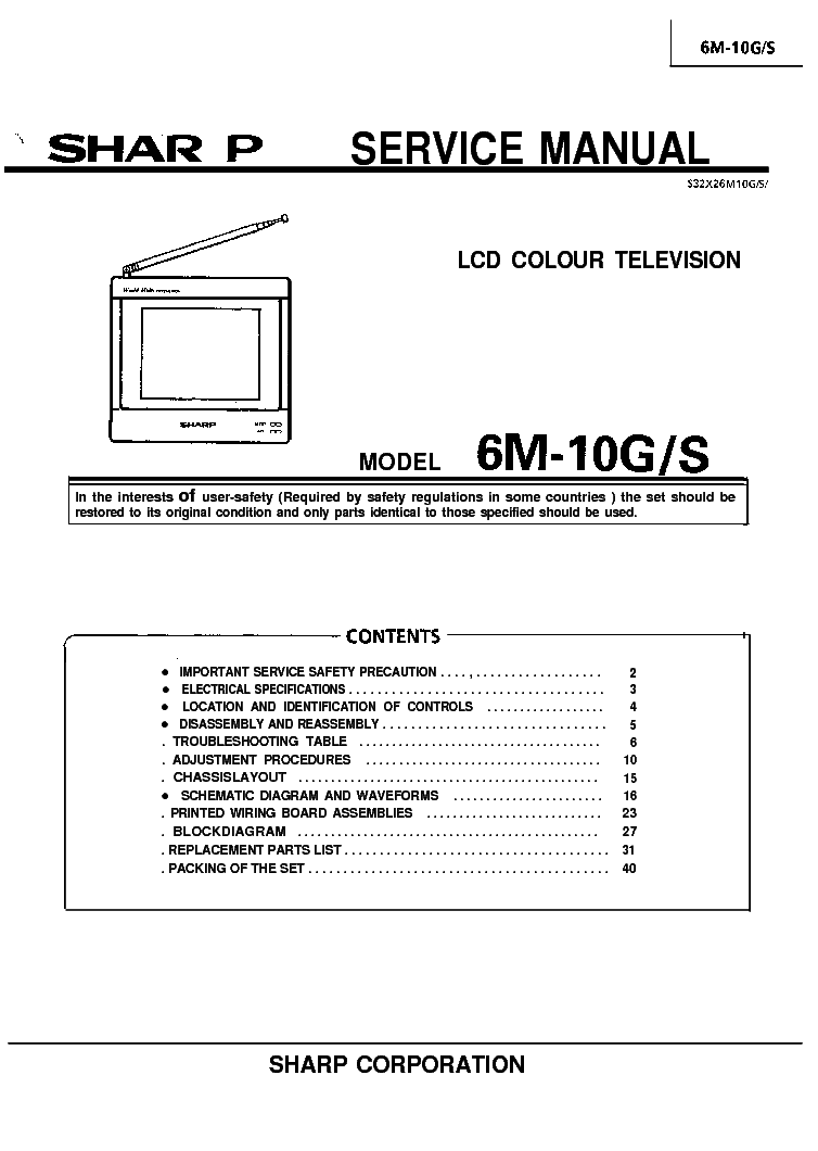 SHARP 6M-10G S service manual (1st page)