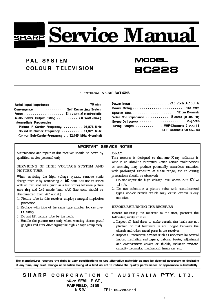 SHARP 8C228 SM service manual (1st page)
