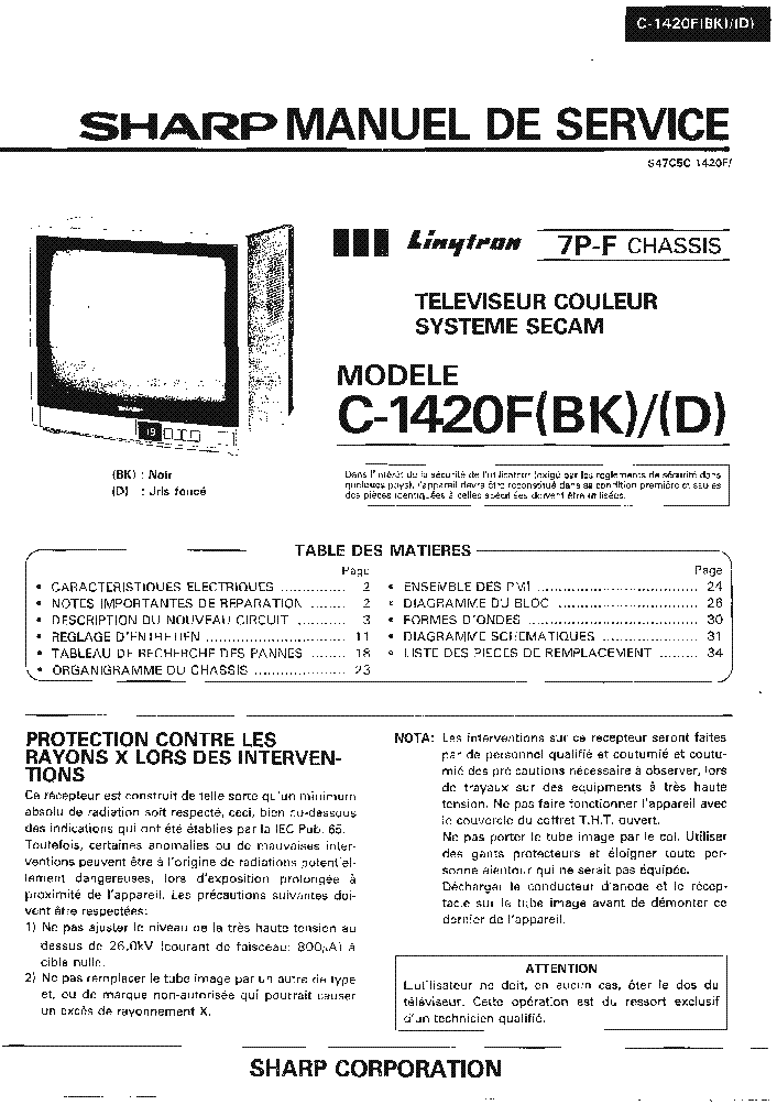 SHARP C-1420F CH 7P-F SM service manual (1st page)