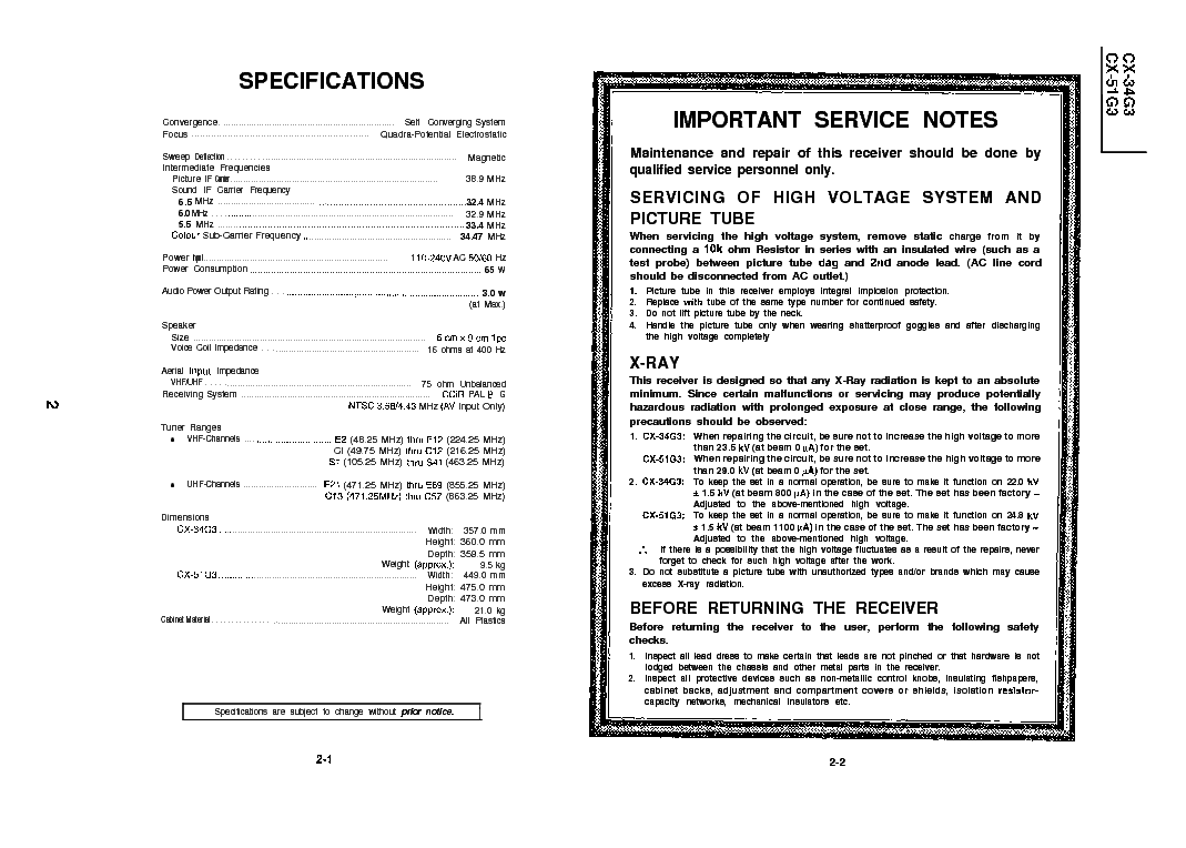 SHARP CH SP-61 CX-34G3 51G3 SM service manual (2nd page)