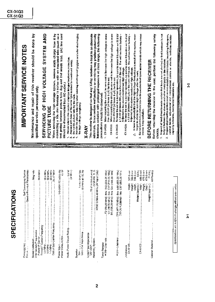 SHARP CX-34G3 CX-51G3 CH SP-61 SM service manual (2nd page)