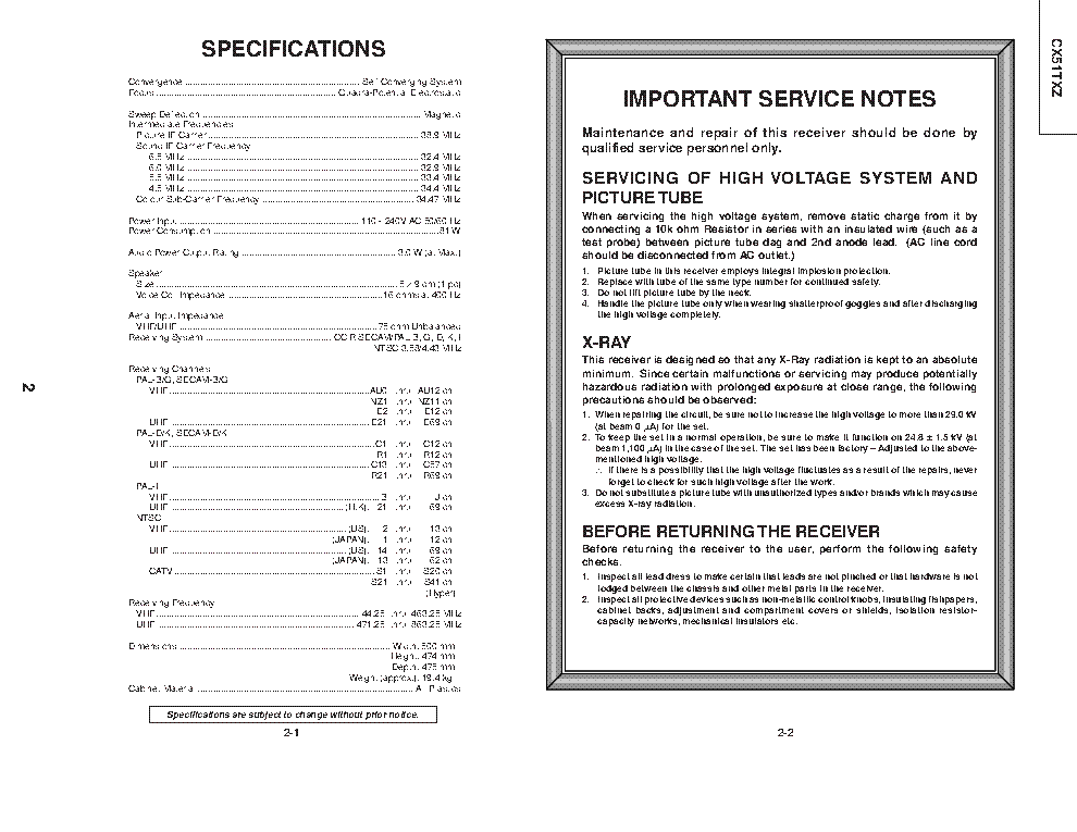 SHARP CX51TXZ CHASSIS SP-80 service manual (2nd page)